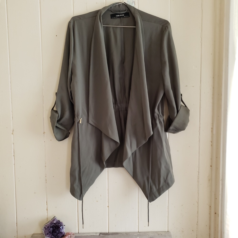 Zara Draped Jacket, Green, Small